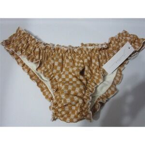 NWT Julliet Solid S Smocked Cheeky Scoop Bikini Swim Bottoms #108255